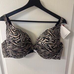 Avenue Black and Tan Zebra Pattern Bra